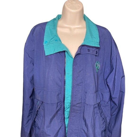 Vintage American Saddlebread Windbreaker Jacket Blue Green Y2K Size Small u - Picture 2 of 9